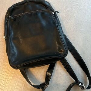 Perlina Black Leather Backpack